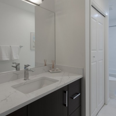 design build mill creek guest bathroom contrast white chrome